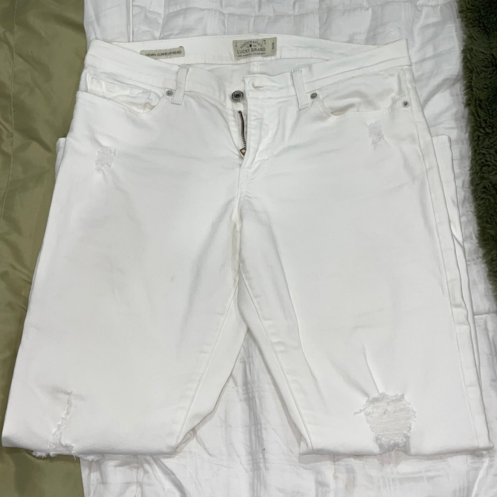 Lucky Brand white sienna slim boyfriend jeans